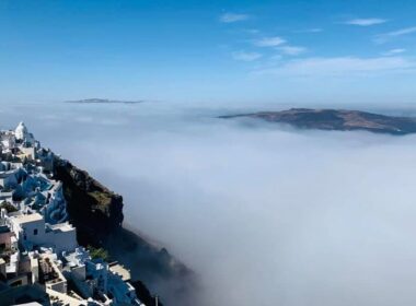 σύννεφα ηφαίστειο Σαντορίνης