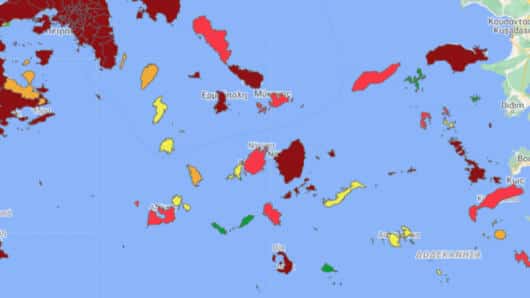 Κυκλάδες: Στο «βαθύ κόκκινο» Νάξος, Θήρα, Σύρος και Τήνος – Στο «κόκκινο» πέντε νησιά (αναλυτικά στοιχεία)