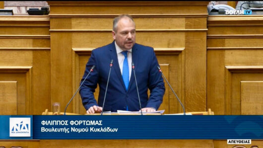 Ομιλία Φ. Φόρτωμα στην Ολομέλεια για τον επαναπατρισμό ιατρών από τις ΗΠΑ και την στελέχωση του Νοσοκομείου Σαντορίνης