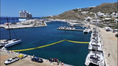 Άσκηση αντιρρύπανσης στο νέο λιμάνι της Μυκόνου για την προστασία του Θαλάσσιου Περιβάλλοντος