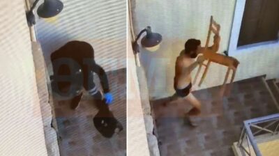 Βίντεο-ντοκουμέντο από τη Σύρο: Η μεταμφιεσμένη 41χρονη, η καταδίωξη και η καρέκλα που εκτόξευσε ο 40χρονος (video)